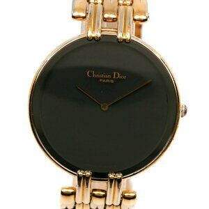 Dior Bagira Watches 47 154-2 blackDial Plated Gold Quartz Analog display mens